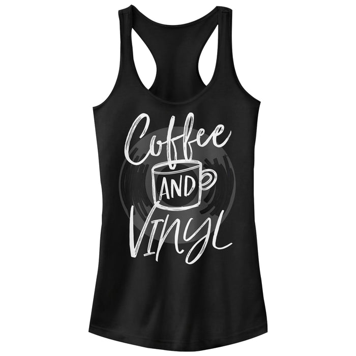 fifth sun Junior's CHIN UP Coffee and Vinyl Racerback Tank Top