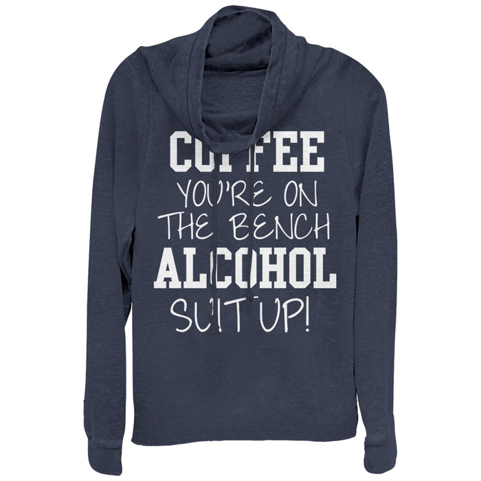 fifth sun Junior's CHIN UP Coffee Out Alcohol In Cowl Neck Sweatshirt