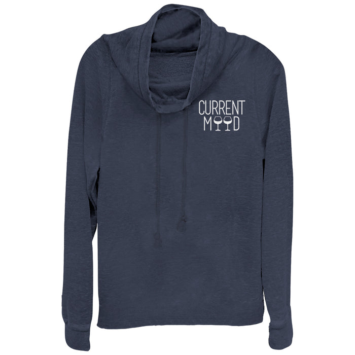 fifth sun Junior's CHIN UP Current Mood Wine Cowl Neck Sweatshirt