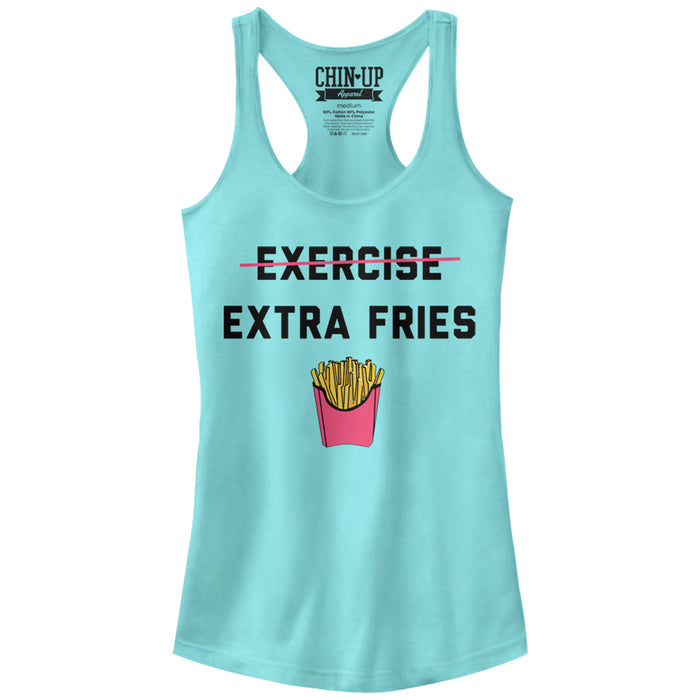 fifth sun Junior's CHIN UP Exercise Extra Fries Racerback Tank Top
