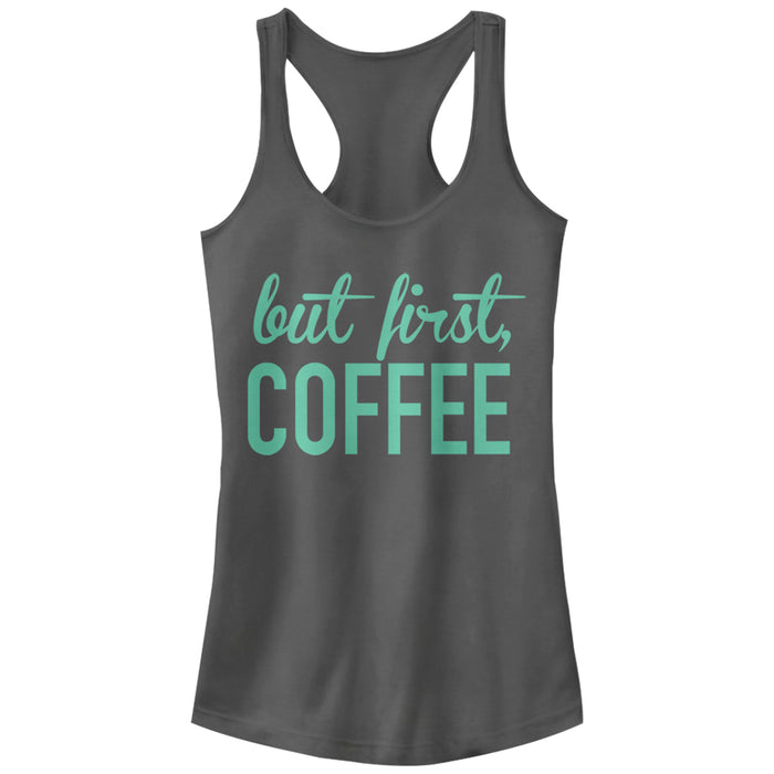 fifth sun Junior's CHIN UP First Coffee Racerback Tank Top