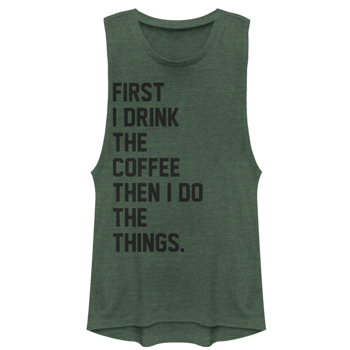 fifth sun Junior's CHIN UP First Coffee Then Things Festival Muscle Tee