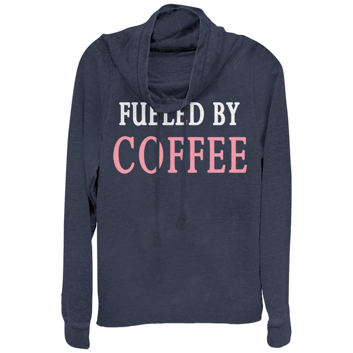 fifth sun Junior's CHIN UP Fueled By Coffee Cowl Neck Sweatshirt