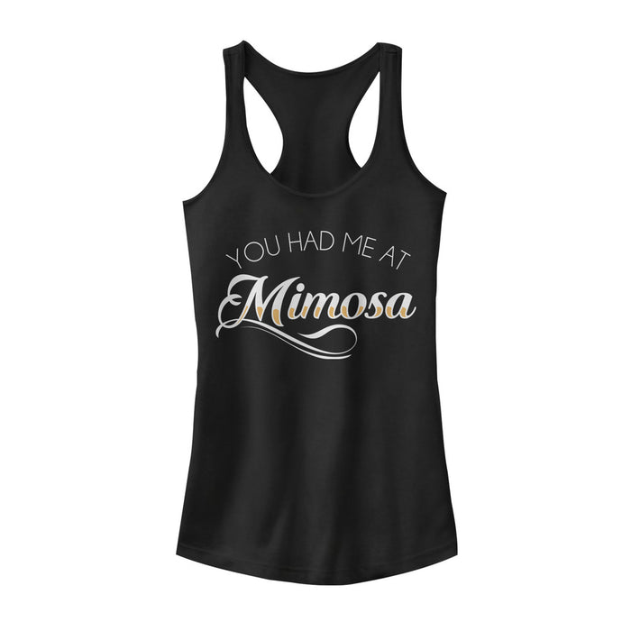 fifth sun Junior's CHIN UP Had Me at Mimosa Racerback Tank Top