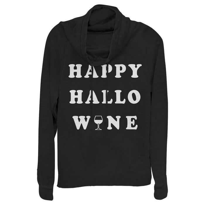 fifth sun Junior's CHIN UP Halloween Happy Wine Cowl Neck Sweatshirt