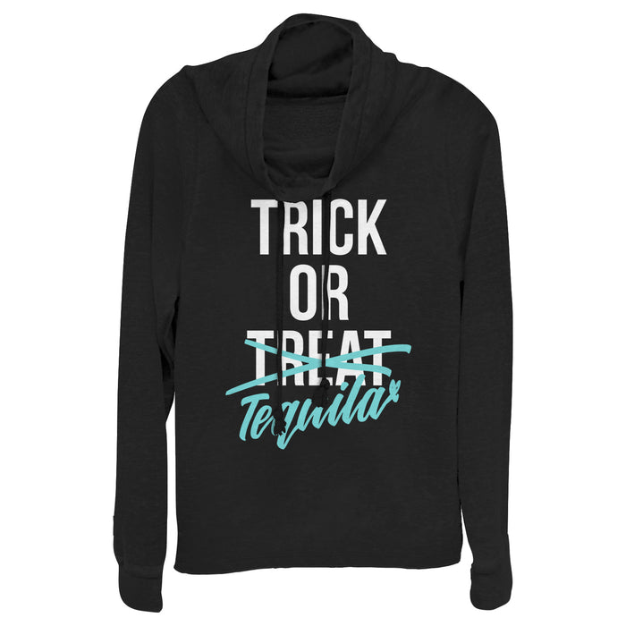 fifth sun Junior's CHIN UP Halloween Trick or Tequila Cowl Neck Sweatshirt