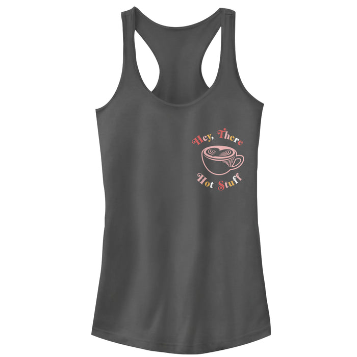 fifth sun Junior's CHIN UP Hey Hot Stuff Coffee Racerback Tank Top