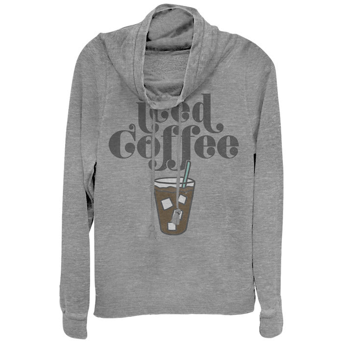 fifth sun Junior's CHIN UP Iced Coffee Cowl Neck Sweatshirt