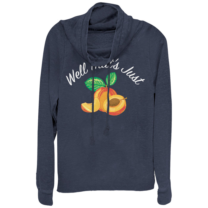 fifth sun Junior's CHIN UP Just Peachy Cowl Neck Sweatshirt