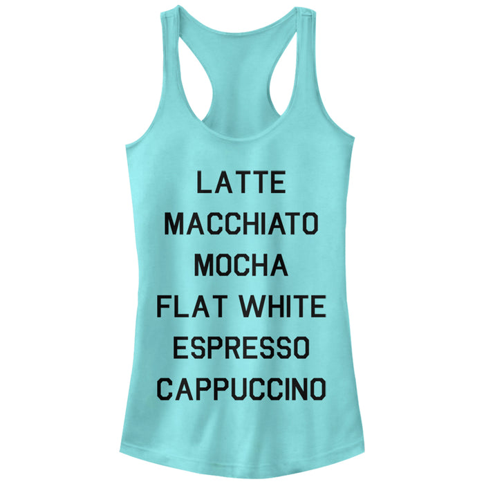 fifth sun Junior's CHIN UP Latte Macchiato Mocha Coffee Racerback Tank Top
