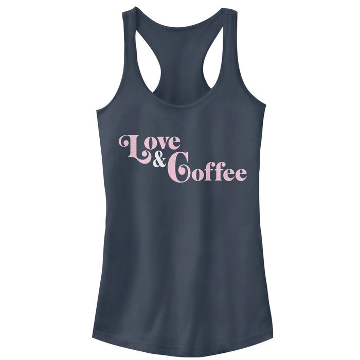 fifth sun Junior's CHIN UP Love and Coffee Racerback Tank Top