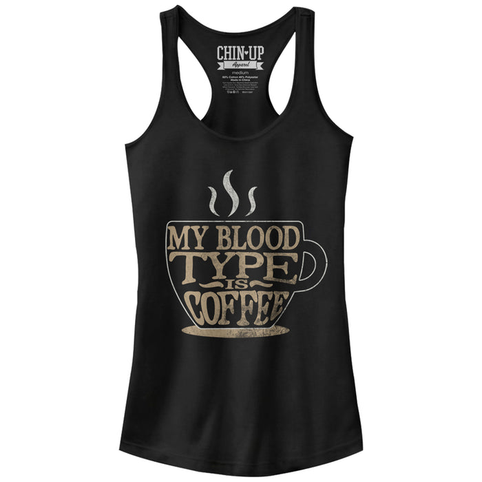fifth sun Junior's CHIN UP My Blood Type is Coffee Racerback Tank Top