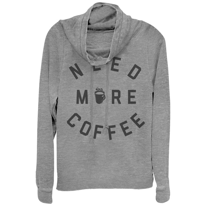 fifth sun Junior's CHIN UP Need More Coffee Cowl Neck Sweatshirt