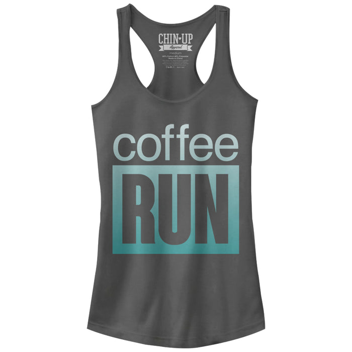 fifth sun Junior's CHIN UP On a Coffee Run Racerback Tank Top