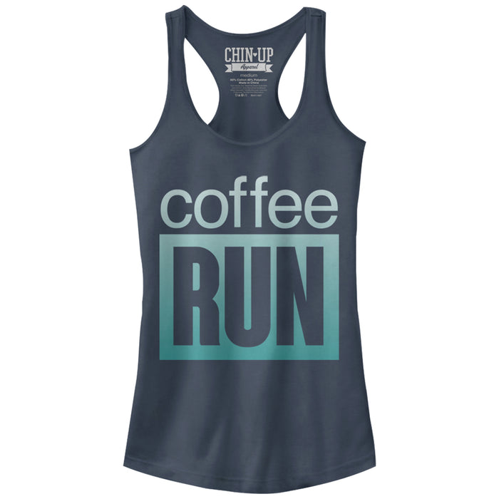 fifth sun Junior's CHIN UP On a Coffee Run Racerback Tank Top