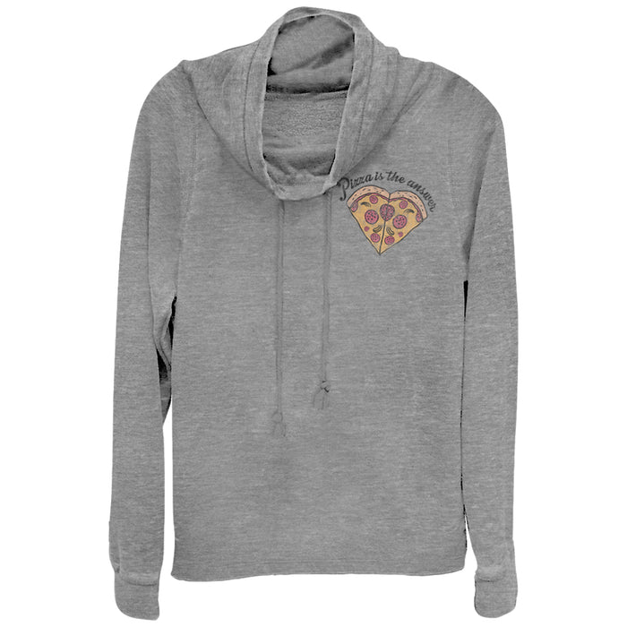 fifth sun Junior's CHIN UP Pizza is the Answer Cowl Neck Sweatshirt