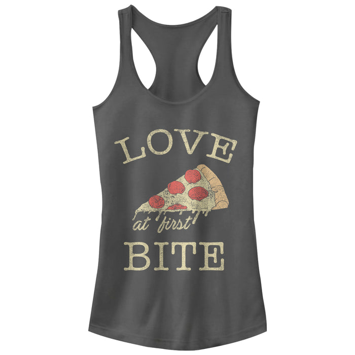 fifth sun Junior's CHIN UP Pizza Love at First Bite Racerback Tank Top