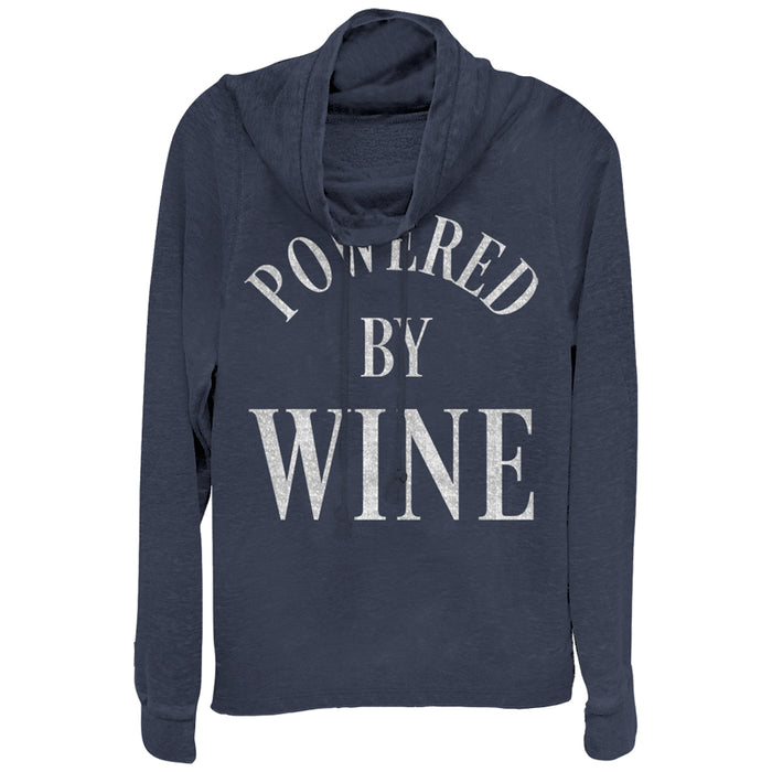 fifth sun Junior's CHIN UP Powered By Wine Cowl Neck Sweatshirt