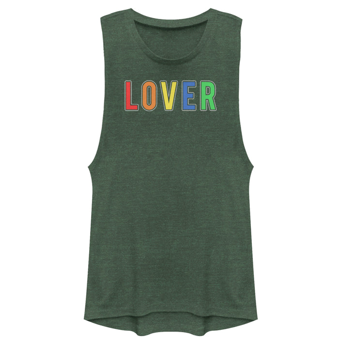 fifth sun Junior's CHIN UP Rainbow Lover Text Festival Muscle Tee