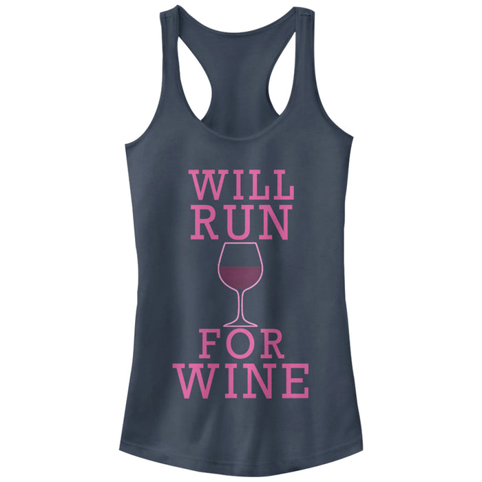 fifth sun Junior's CHIN UP Run For Wine Racerback Tank Top