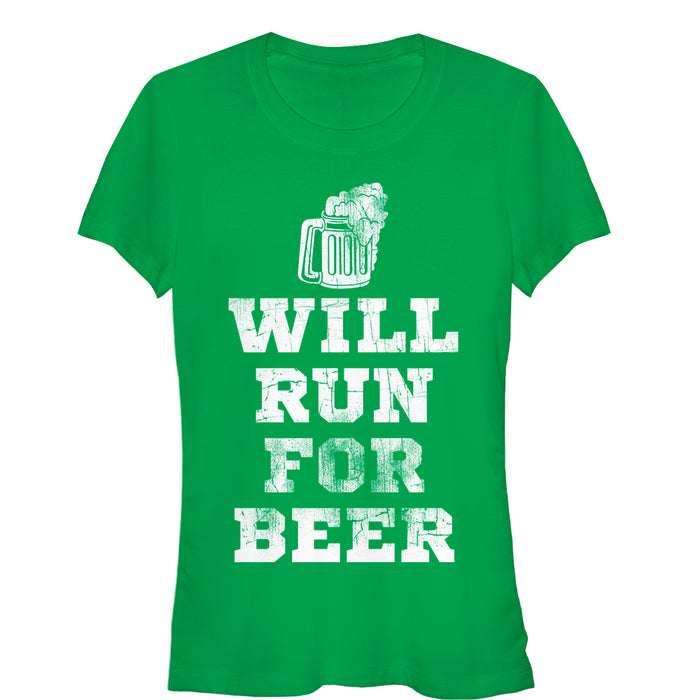 fifth sun Junior's CHIN UP Running For Beer T-Shirt
