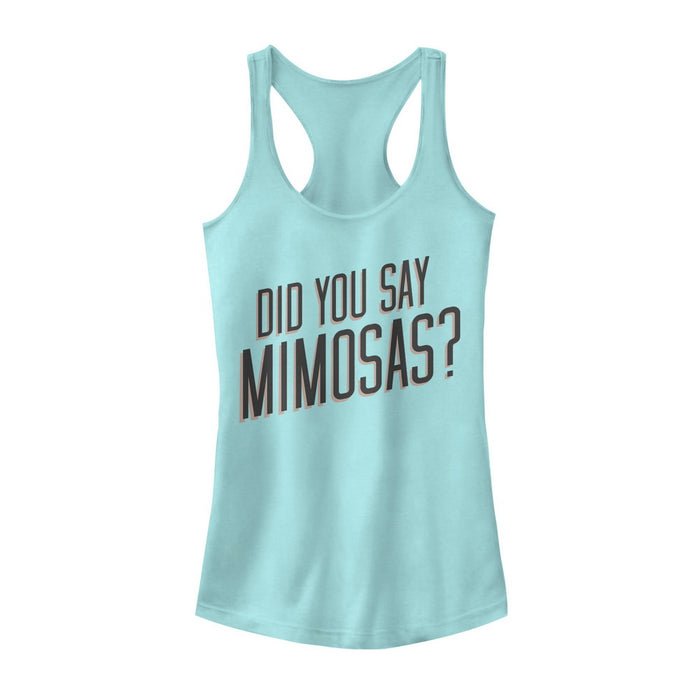 fifth sun Junior's CHIN UP Say Mimosas Racerback Tank Top