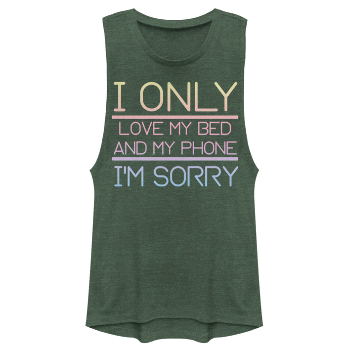 fifth sun Junior's CHIN UP Sorry I Love My Bed and Phone Festival Muscle Tee