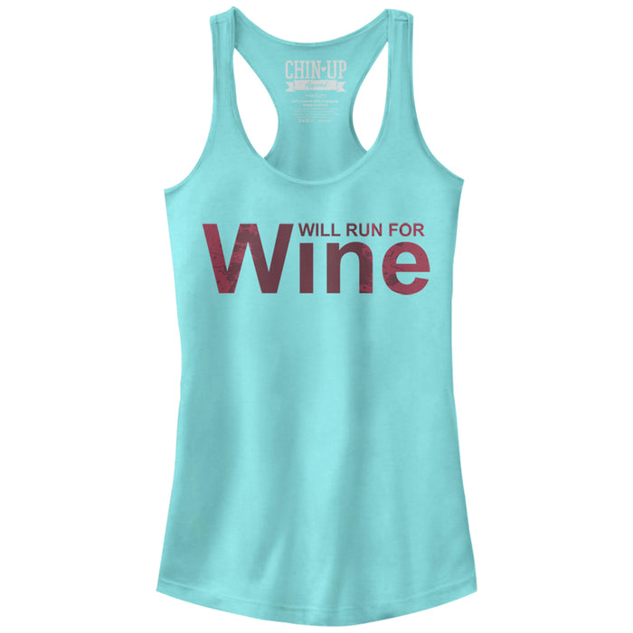 fifth sun Junior's CHIN UP Splatter Will Run for Wine Racerback Tank Top