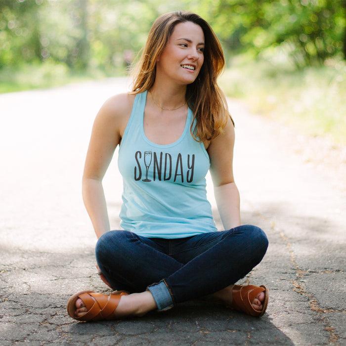 Fifth Sun Junior's CHIN UP Sunday Champagne Brunch Racerback Tank Top