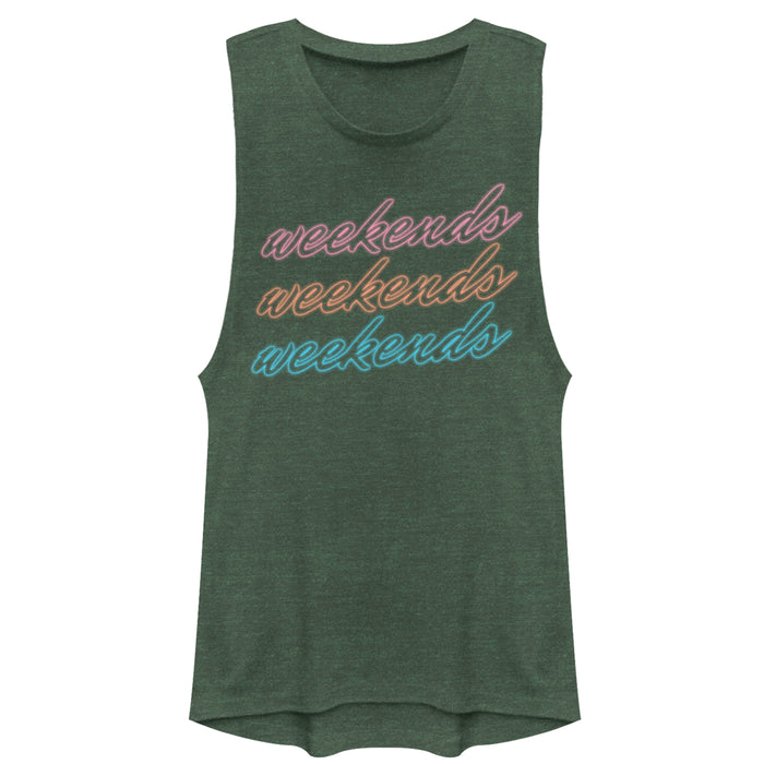 fifth sun Junior's CHIN UP Weekends All Day Festival Muscle Tee