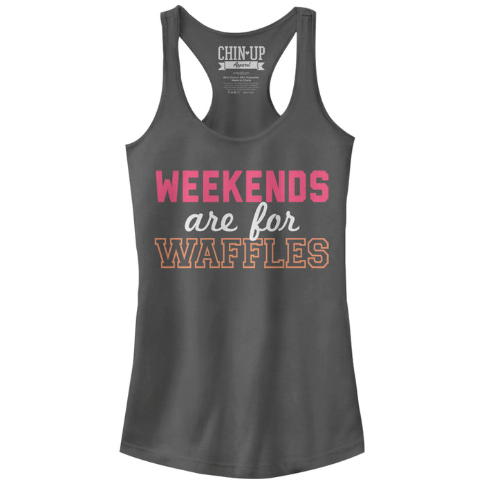 fifth sun Junior's CHIN UP Weekends are for Waffles Racerback Tank Top