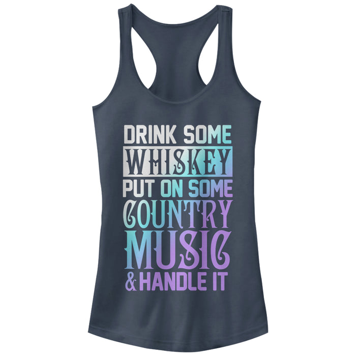 fifth sun Junior's CHIN UP Whiskey Country Music Handle It Racerback Tank Top