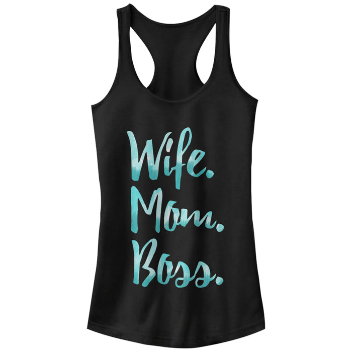 fifth sun Junior's CHIN UP Wife Mom Boss Racerback Tank Top