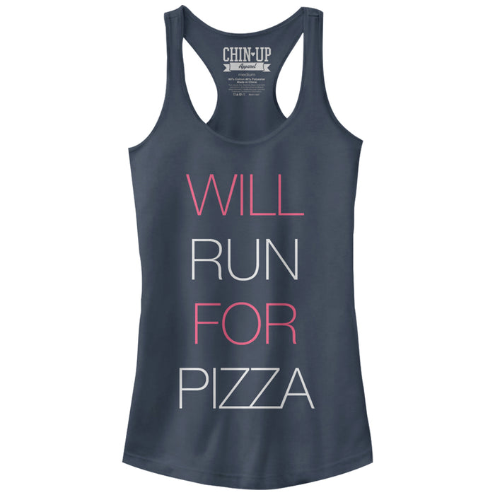 fifth sun Junior's CHIN UP Will Run for Pizza Racerback Tank Top