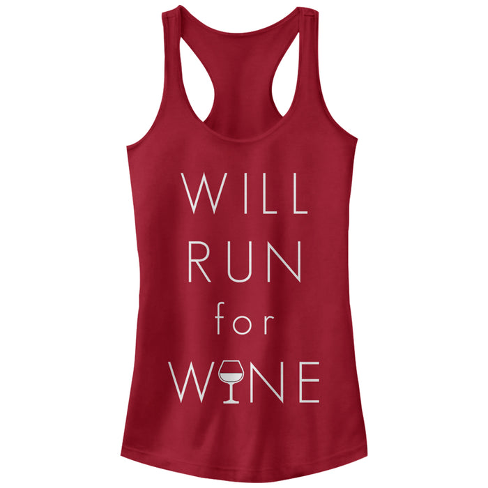 fifth sun Junior's CHIN UP Will Run For Wine Glass Racerback Tank Top