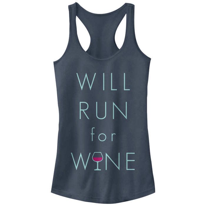 fifth sun Junior's CHIN UP Will Run For Wine Glass Racerback Tank Top