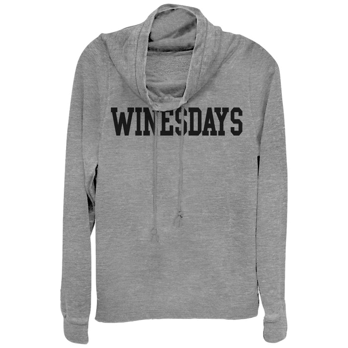 fifth sun Junior's CHIN UP Winesdays Cowl Neck Sweatshirt