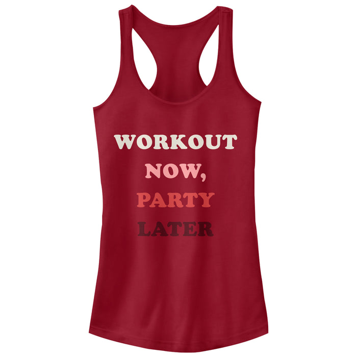 fifth sun Junior's CHIN UP Workout Now Party Later Racerback Tank Top