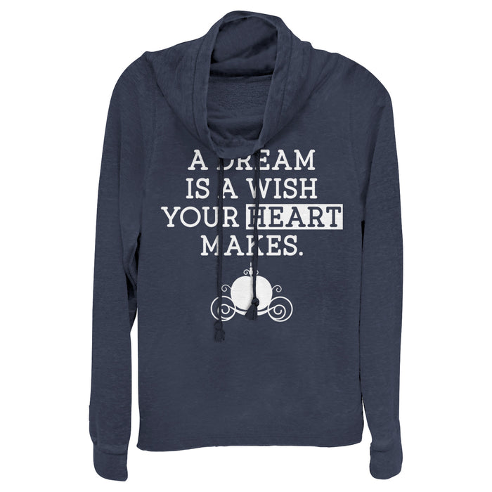 fifth sun Junior's Cinderella A Dream Is a Wish Your Heart Makes Cowl Neck Sweatshirt