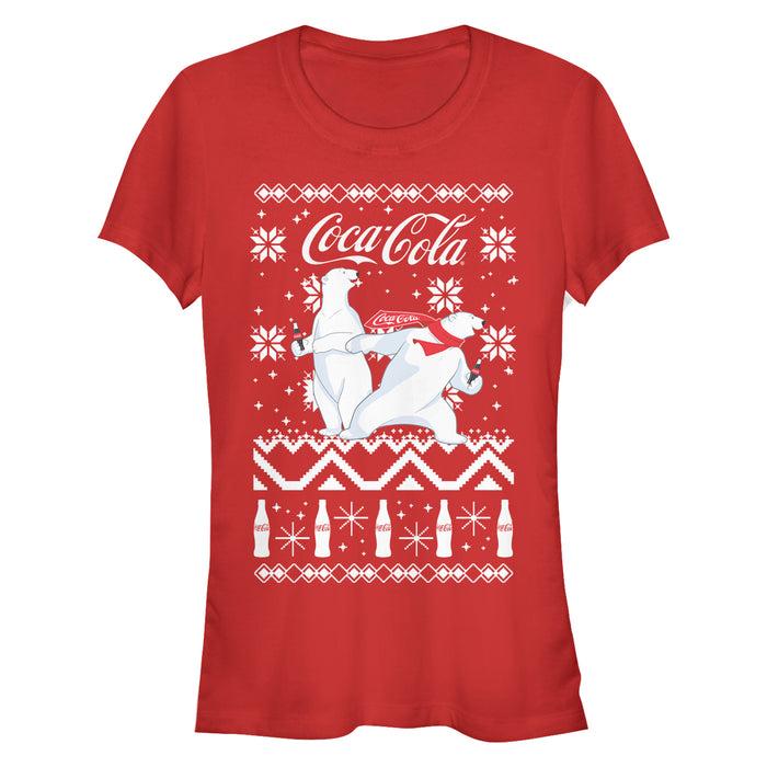 fifth sun Junior's Coca Cola Ugly Christmas Polar Bear T-Shirt