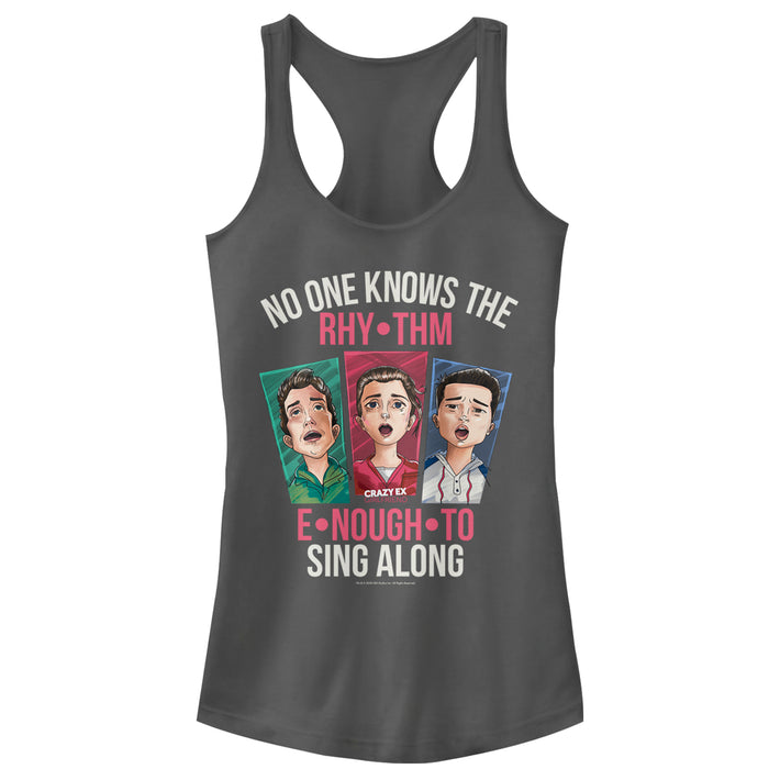fifth sun Junior's Crazy Ex-Girlfriend No One Knows the Rhythm Racerback Tank Top