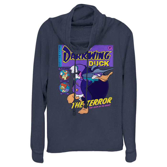 fifth sun Junior's Darkwing Duck Comic Cover Cowl Neck Sweatshirt