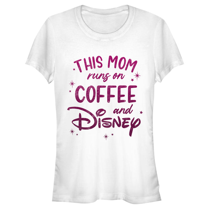fifth sun Junior's Disney This Mom Runs On Coffee T-Shirt