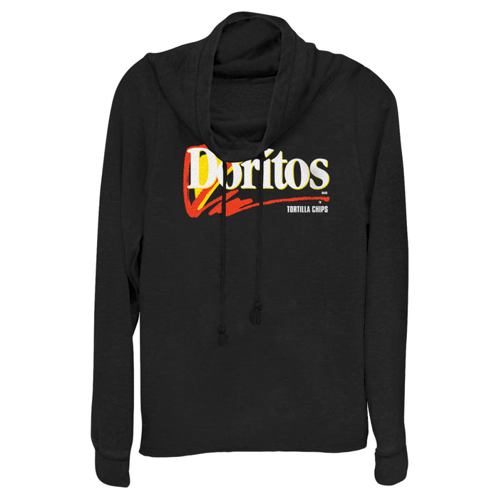 Fifth Sun Junior's Doritos 90s Logo Grey Cowl Neck Sweatshirt