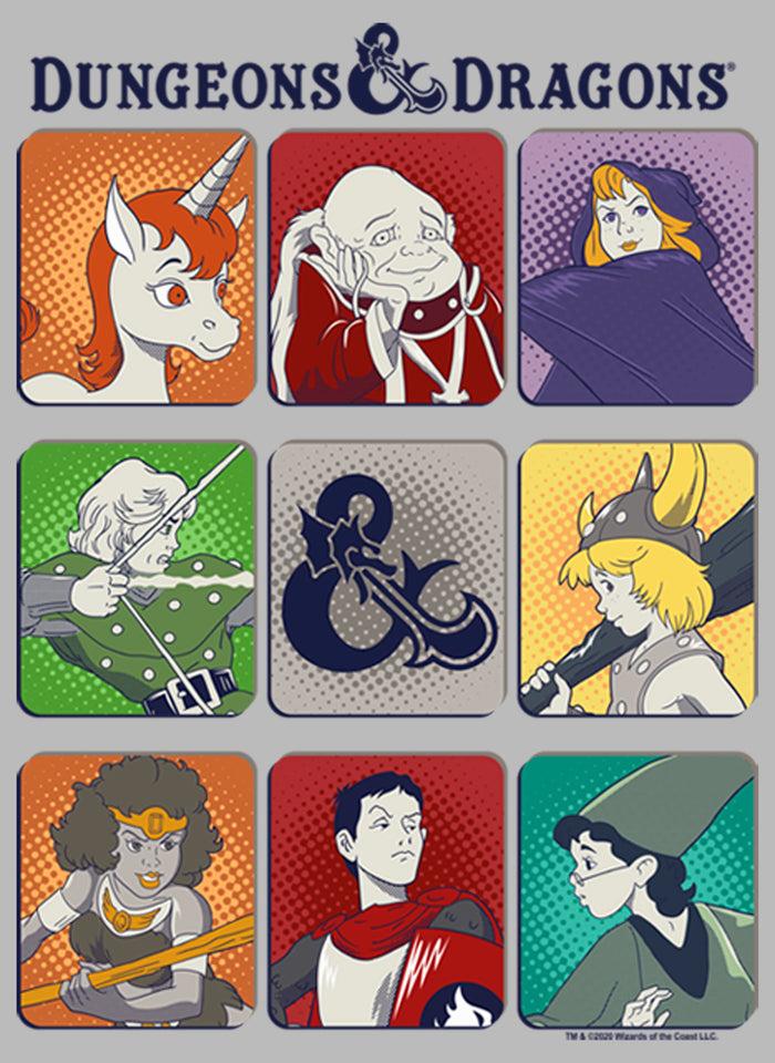 Fifth Sun Junior's Dungeons & Dragons Cartoon Character Panels T-Shirt