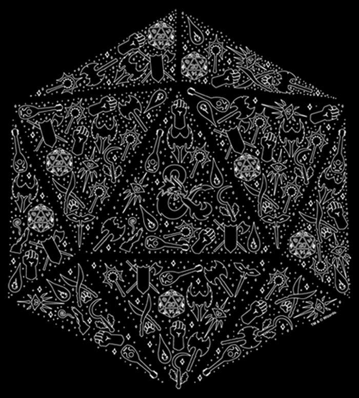 Fifth Sun Junior's Dungeons & Dragons Dice Symbol Collage T-Shirt