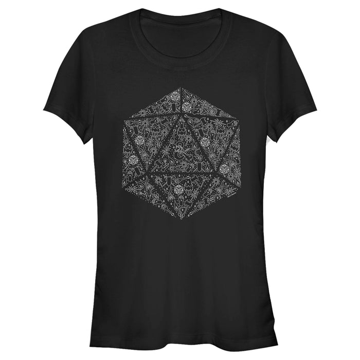 fifth sun Junior's Dungeons & Dragons Dice Symbol Collage T-Shirt
