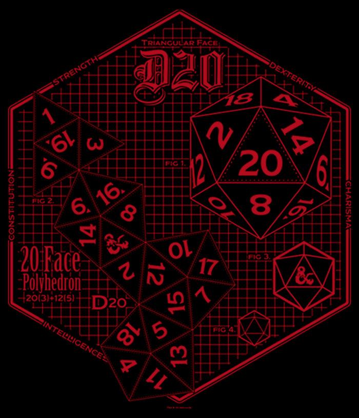 Fifth Sun Junior's Dungeons & Dragons Icosahedron Schematic T-Shirt