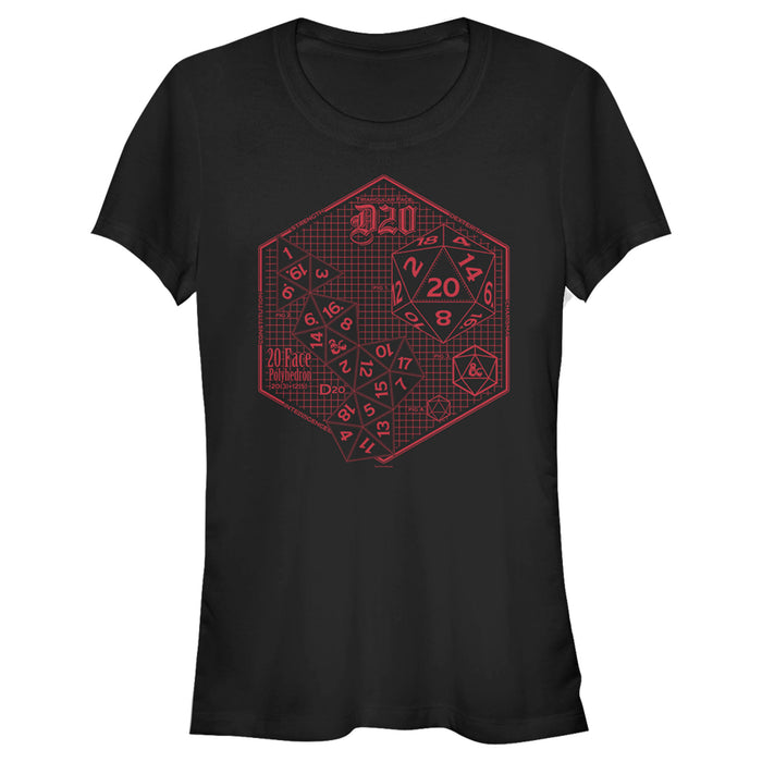 fifth sun Junior's Dungeons & Dragons Icosahedron Schematic T-Shirt