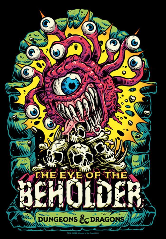 Fifth Sun Junior's Dungeons & Dragons The Eye Of The Beholder With Skulls T-Shirt